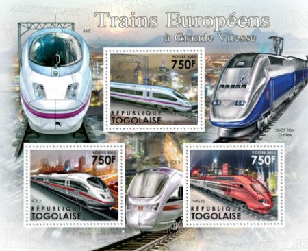 year=2012, Togo Stamp sheet with Thalys